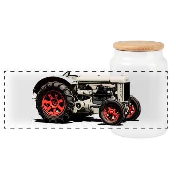 Tracteur Vintage Fordson Modèle F - Boîte à biscuits avec couvercle en bois - blanc - Devant