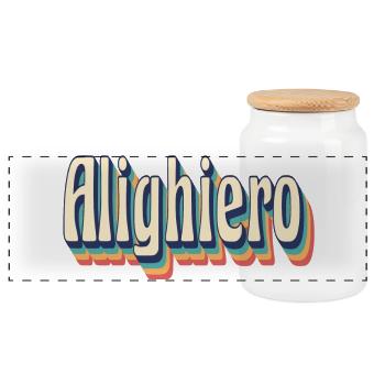 vintage rétro Alighiero t-shirt t-shirt cadeau - Boîte à biscuits avec couvercle en bois - blanc - Devant