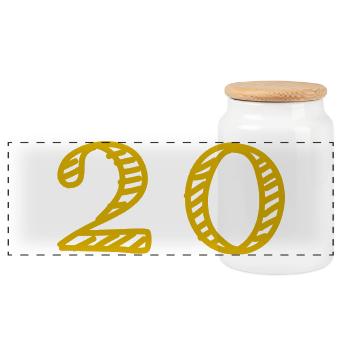 20. 20 ANS. 20e ANNIVERSAIRE. ANNIVERSAIRE 20 ANS. - Boîte à biscuits avec couvercle en bois - blanc - Devant