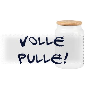 Volle Pulle - Panorama Keksdose mit Holzdeckel - Weiß - Vorne