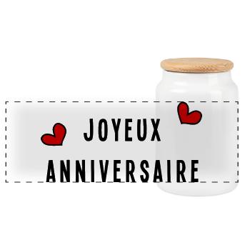 JOYEUX ANNIVERSAIRE - Boîte à biscuits avec couvercle en bois - blanc - Devant