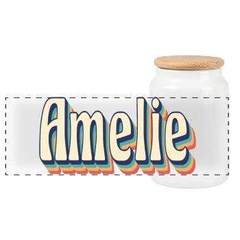 Vintage Retro Amelie T-Shirt Geschenk T-Shirt - Panorama Keksdose mit Holzdeckel - Weiß - Vorne