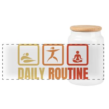 Daily Yoga Routine - Panoramic Cookie Jar with Wooden Lid - white - Front