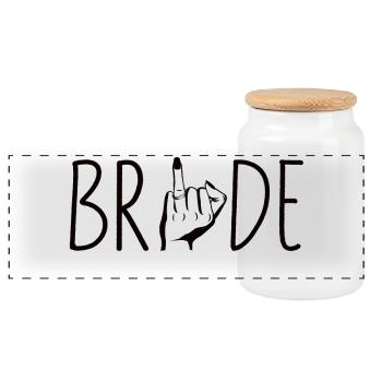 Mariée – officiellement hors marché - Boîte à biscuits avec couvercle en bois - blanc - Devant