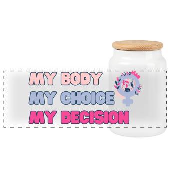 My body, my choice (Pink) - Panoramic Cookie Jar with Wooden Lid - white - Front