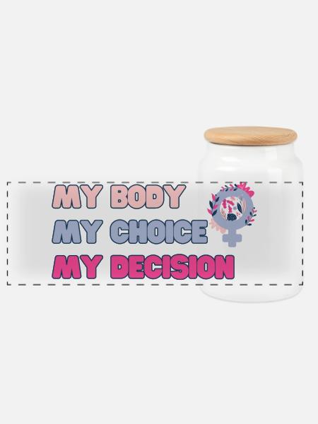 My body, my choice (Pink) - Panorama Keksdose mit Holzdeckel - Weiß