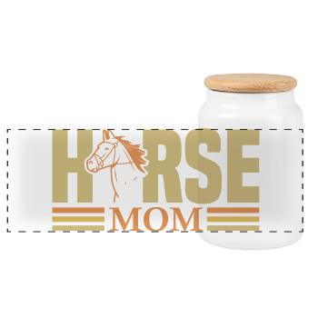 Vintage Western Pferde-Mama - Panorama Keksdose mit Holzdeckel - Weiß - Vorne