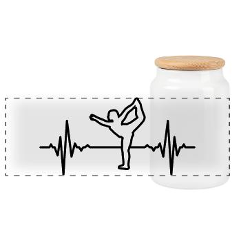 Yogini Heart Rate - Panoramic Cookie Jar with Wooden Lid - white - Front