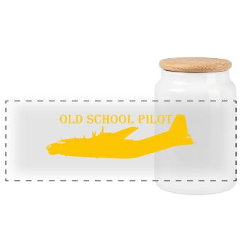 old school pilot An-12 - Panoramic Cookie Jar with Wooden Lid - white - Front