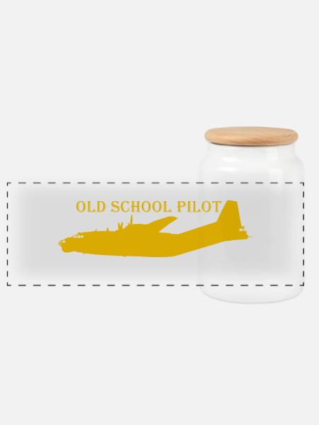 old school pilot An-12 - Panorama Keksdose mit Holzdeckel - Weiß