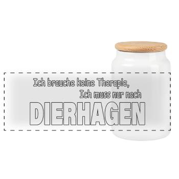Therapie DIERHAGEN - Panorama Keksdose mit Holzdeckel - Weiß - Vorne