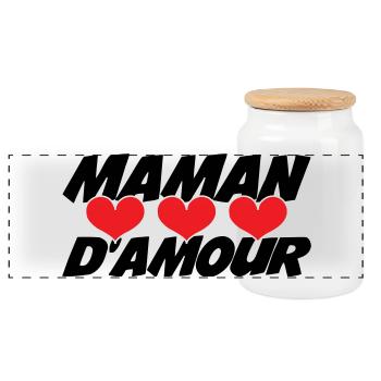 Maman d'Amour - Fête des Mères - Boîte à biscuits avec couvercle en bois - blanc - Devant