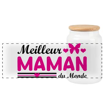 Best Mom In The World - Panoramic Cookie Jar with Wooden Lid - white - Front
