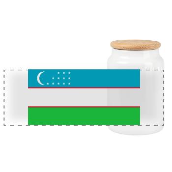 Usbekistan - Panorama Keksdose mit Holzdeckel - Weiß - Vorne