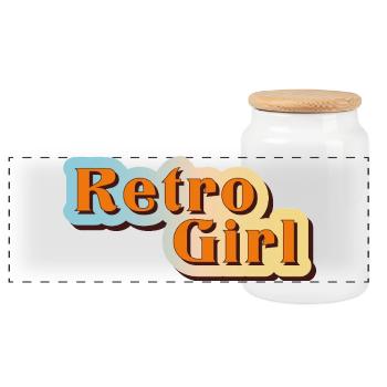 Retro Girl – 70s Vibes & Nostalgia - Panoramic Cookie Jar with Wooden Lid - white - Front