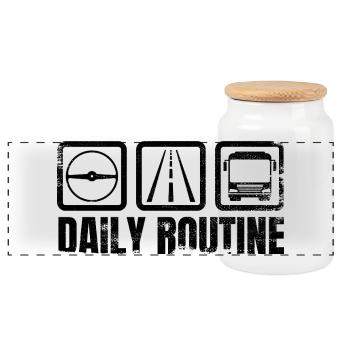 Busfahrer Routine - Panorama Keksdose mit Holzdeckel - Weiß - Vorne