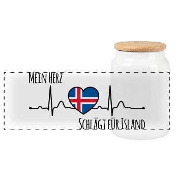 Mon cœur bat pour l’Islande la Scandinavie - Boîte à biscuits avec couvercle en bois - blanc - Devant