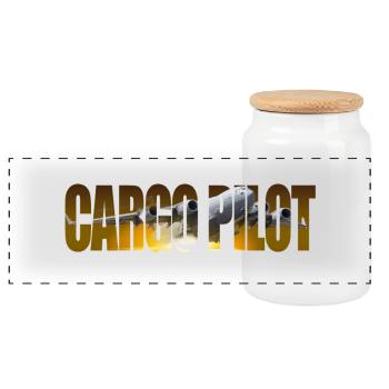 Cargo pilot C-17 - Panoramic Cookie Jar with Wooden Lid - white - Front