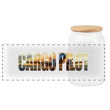 Cargo pilot DC-3 - Panorama Keksdose mit Holzdeckel - Weiß - Vorne