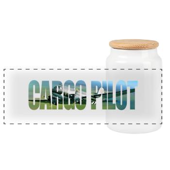 Cargo pilot DC-3 - Panorama Keksdose mit Holzdeckel - Weiß - Vorne