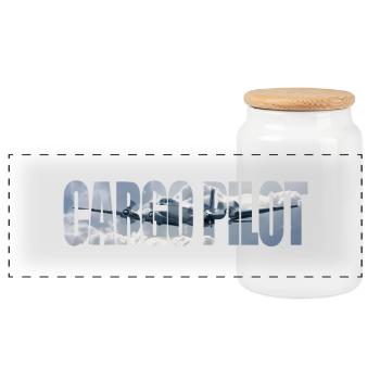 Cargo pilot DC-4 - Panoramic Cookie Jar with Wooden Lid - white - Front