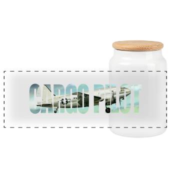 Cargo pilot C-46 - Panorama Keksdose mit Holzdeckel - Weiß - Vorne