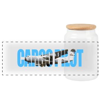 Cargo pilot C-141 - Panorama Keksdose mit Holzdeckel - Weiß - Vorne