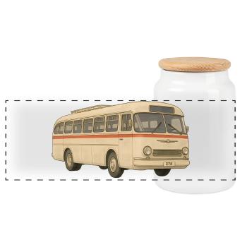 Rolling memory in retro look - Panoramic Cookie Jar with Wooden Lid - white - Front