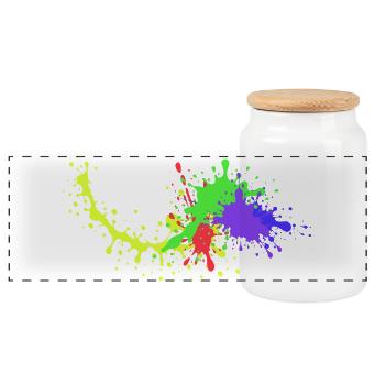 Colorful Party Design Underground - Panoramic Cookie Jar with Wooden Lid - white - Front