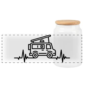 Van Heartbeat - Panorama Keksdose mit Holzdeckel - Weiß - Vorne