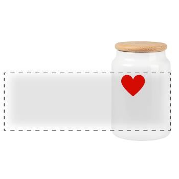 Heartbeat Heart Love Illustration - Panoramic Cookie Jar with Wooden Lid - white - Front
