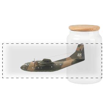 C-123 Provider - Panoramic Cookie Jar with Wooden Lid - white - Front