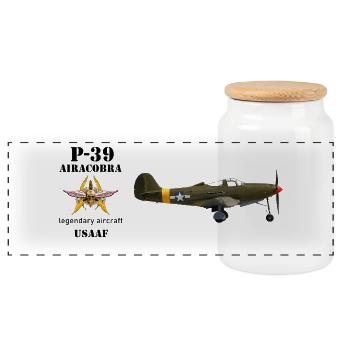 P-39 Airacobra - Panorama Keksdose mit Holzdeckel - Weiß - Vorne