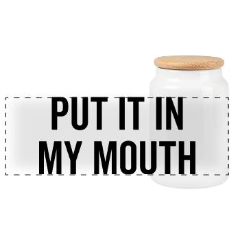 Put It My Mouth - Panoramic Cookie Jar with Wooden Lid - white - Front