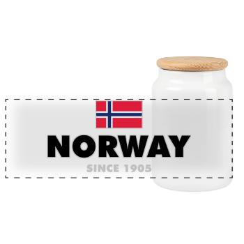 Norway - Norge - Norwegen - Flagge - Skandinavien - Panorama Keksdose mit Holzdeckel - Weiß - Vorne