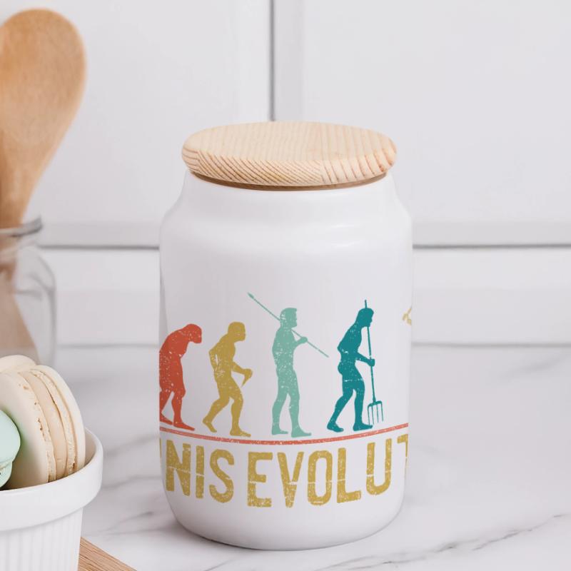 Tennis Evolution Evolution Conception graphique Boîte à biscuits avec couvercle en bois