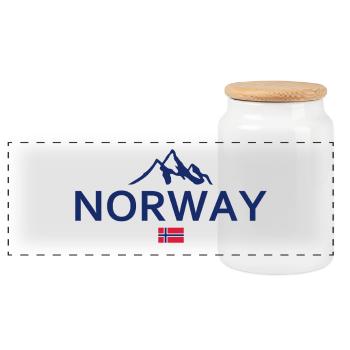 Norway - Norge - Norwegen - Flagge - Skandinavien - Panorama Keksdose mit Holzdeckel - Weiß - Vorne