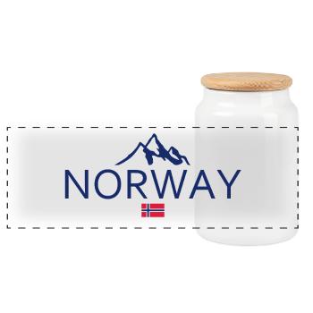 Norway - Norge - Norwegen - Flagge - Skandinavien - Panorama Keksdose mit Holzdeckel - Weiß - Vorne
