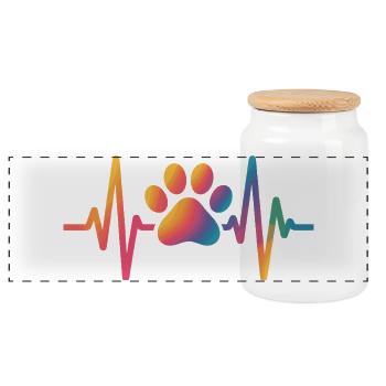 Dog Paw Animal Lover Dog - Panoramic Cookie Jar with Wooden Lid - white - Front