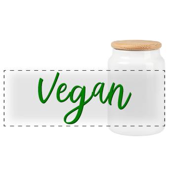 Vegan - Veganerin - Veganer - Panoramic Cookie Jar with Wooden Lid - white - Front