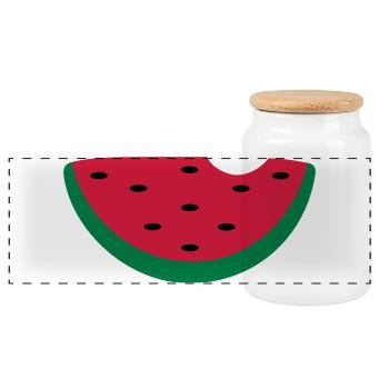 Melone - Panorama Keksdose mit Holzdeckel - Weiß - Vorne