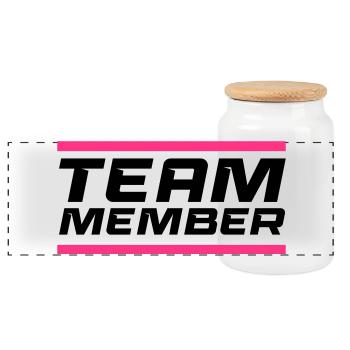 Team Member - Panoramic Cookie Jar with Wooden Lid - white - Front