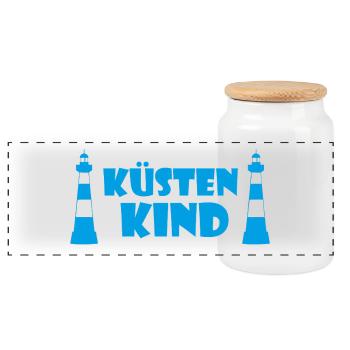Enfant côtier - Boîte à biscuits avec couvercle en bois - blanc - Devant