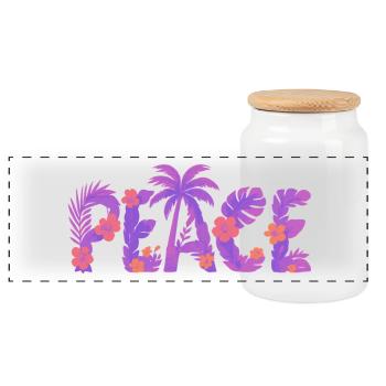 Paix tropicale dans un style de fleur violette - Boîte à biscuits avec couvercle en bois - blanc - Devant