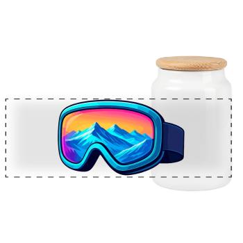Colorful ski goggles Stylish winter sports design - Panoramic Cookie Jar with Wooden Lid - white - Front