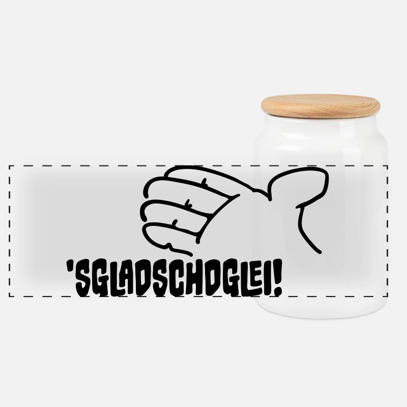 Sgladschdglei! Es klatscht gleich! - Panorama Keksdose mit Holzdeckel - Weiß