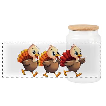 Bébé dinde de Thanksgiving - Boîte à biscuits avec couvercle en bois - blanc - Devant