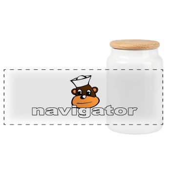 navigator - Panoramic Cookie Jar with Wooden Lid - white - Front