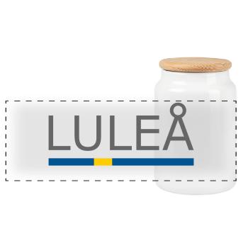 Drapeau de la Suède - Lulea - Sverige - Schweden - Boîte à biscuits avec couvercle en bois - blanc - Devant