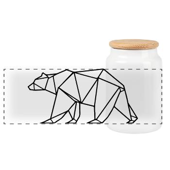 Polygone ours grizzli polaire - Boîte à biscuits avec couvercle en bois - blanc - Devant